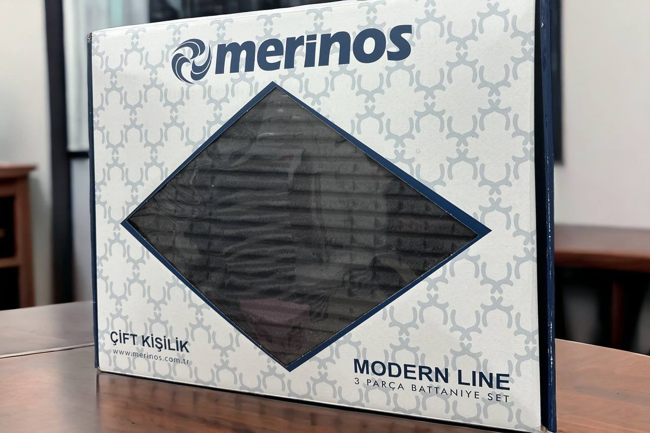 Merinos modern line 3 parça battaniyeli yatak örtüsü