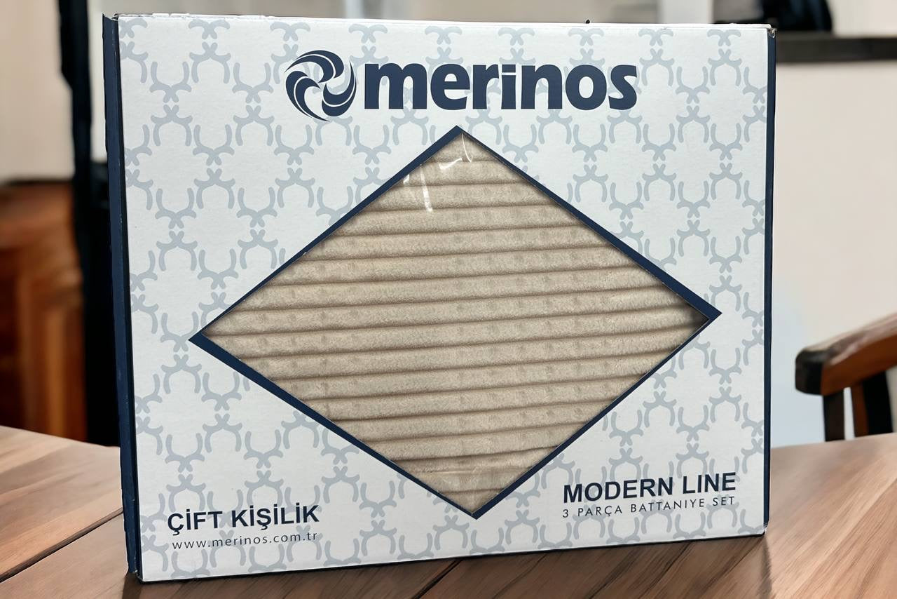 Merinos modern line 3 parça battaniyeli yatak örtüsü